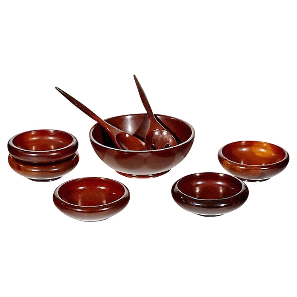 Wood Salad Bowl Serving Set, Set of 8 Chairish
