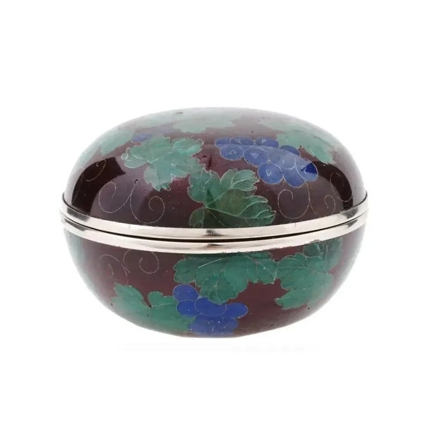 Early 20th Century Early 20th Century Japanese Covered Grape Plique a Jour Enamel Kogo Box For Sale - Image 5 of 10