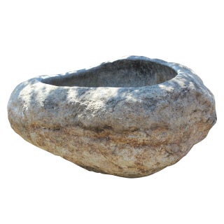 Vintage Outdoor Rustic River Rock Boulder Bowl For Sale