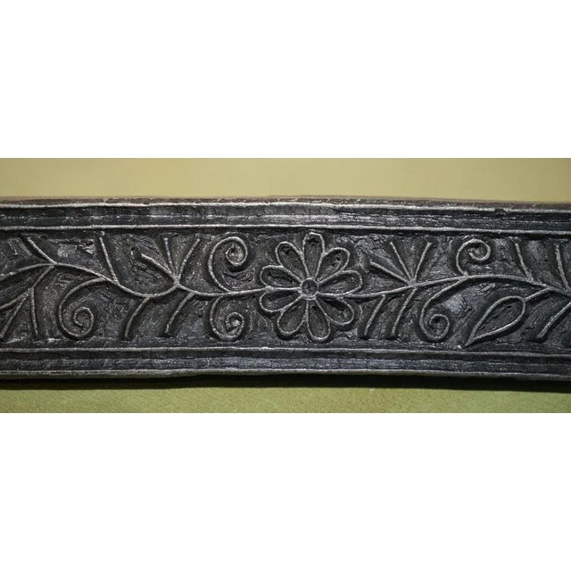 Charcoal Antique Hand Carved Floral Boarder Printing Block for Wallpaper For Sale - Image 8 of 12