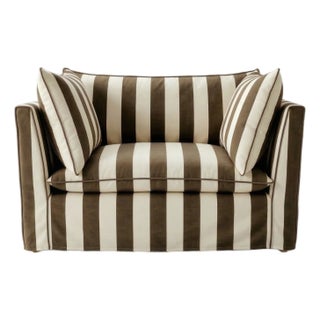Sophie Conran Coco Loveseat - Chocolate Stripes with Knife Edge Cushion For Sale