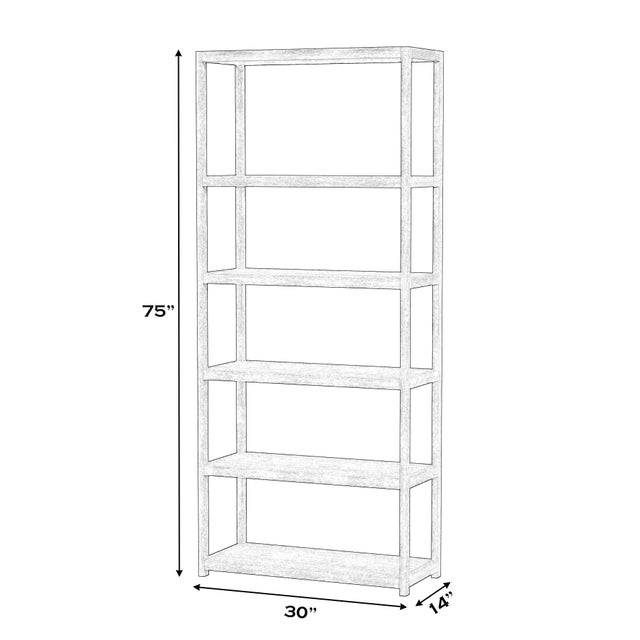 Modern Lark 30 in. W x 75 in. H Wood 5 Tier Etagere Bookcase with Open Back, White For Sale - Image 3 of 7