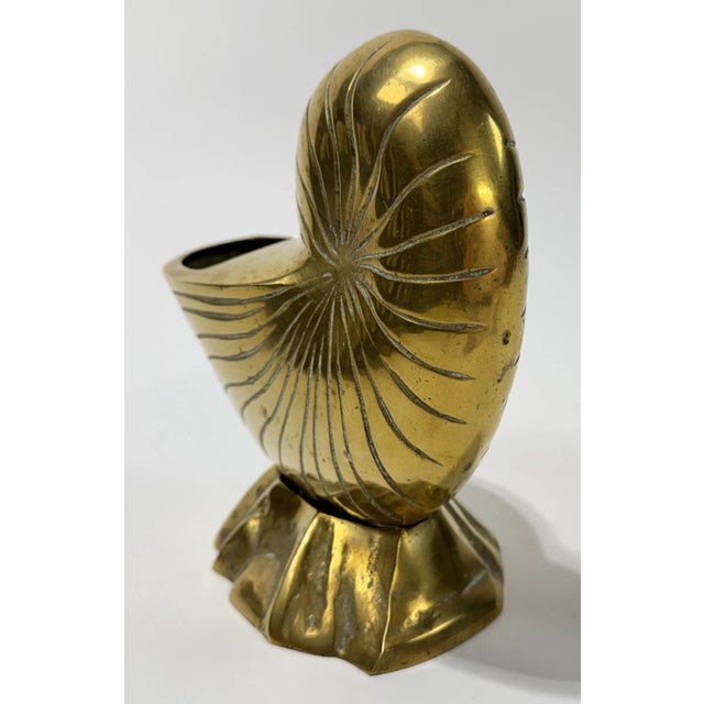 Vintage Brass Nautilus Shell Cachepot Planter For Sale - Image 9 of 9