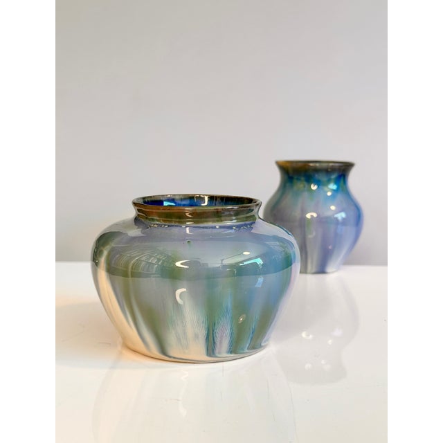 This pair of exceptional Art Deco vases by Hugo Reinhold from the Bunzlau workshops (formerly Silesia) captivates with...