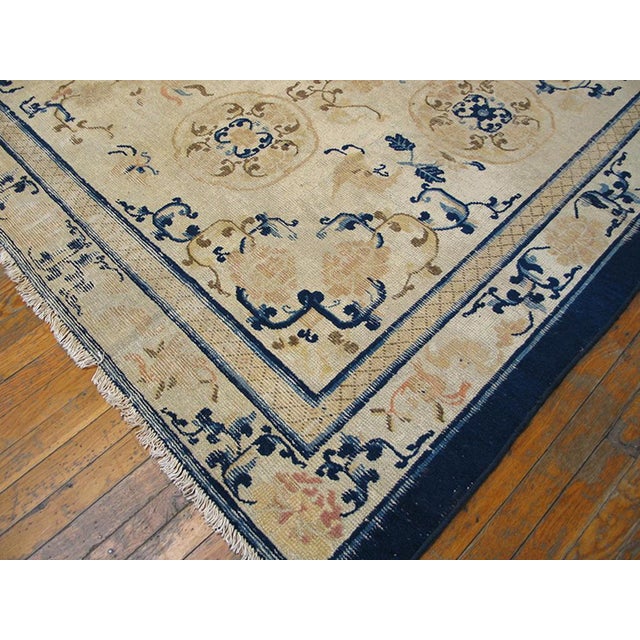 Chinese Splendid White Ivory Color With Delicate Palmettes Design Antique Chinese Ningxia Rug For Sale - Image 3 of 6