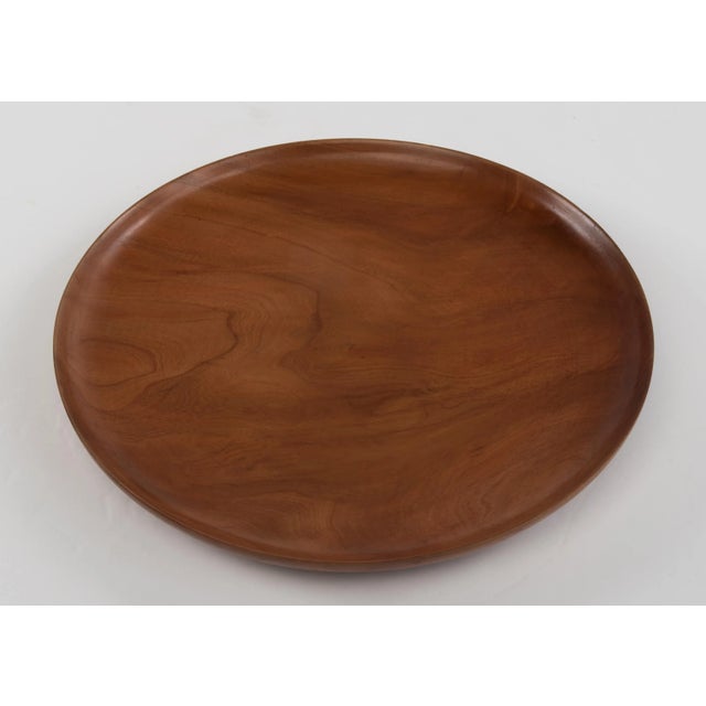 Mid-Century Modern Cherry Wood Plate Handmade Hand Turned Craftsman Wooden Vintage For Sale - Image 3 of 12