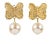 Guy Laroche Gilt Metal Butterfly Clip Earrings with Pink Pearl - 2 Pieces For Sale