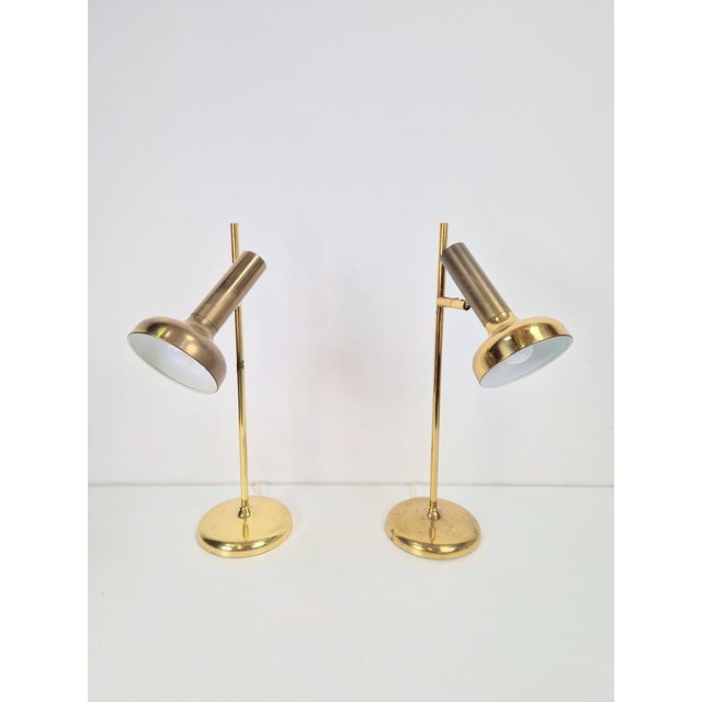 Gold Vintage Brass Trumpet Table Lamps by Solken Leuchten, 1970s, Set of 2 For Sale - Image 8 of 13