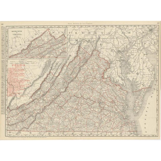 Antique Map of Virginia The Dominion by Ran McNally, 1899 For Sale - Image 12 of 12