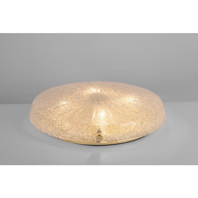 Large Round Murano Amber Sunbrust Flushmount attributed to Hillebrand, Germany, 1970s For Sale - Image 8 of 14