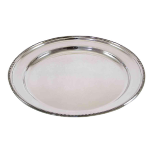 1970s Vintage/New Round Platter With Bead Pattern, Applied Border-