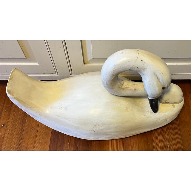 Large Carved and Paint Decorated Wood Swan Decoy For Sale - Image 11 of 12