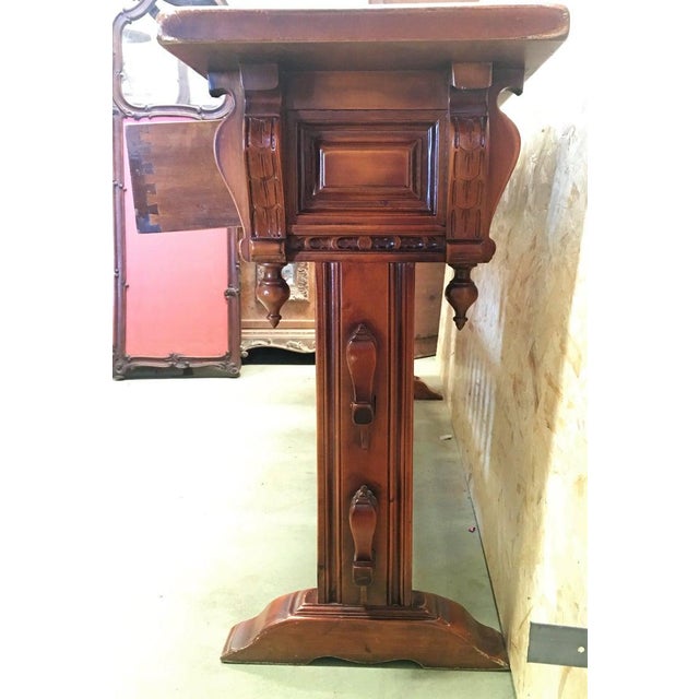 20th Century Walnut Console Table With Four Carved Drawers Signed by Valentí For Sale - Image 9 of 13
