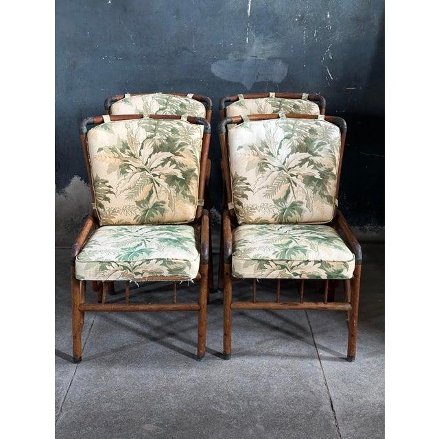 Camel Vintage Coastal Rattan and Bronze Joint Dining Chairs For Sale - Image 8 of 10