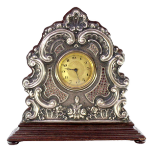 Wooden Regulator Clock with Silver Applications