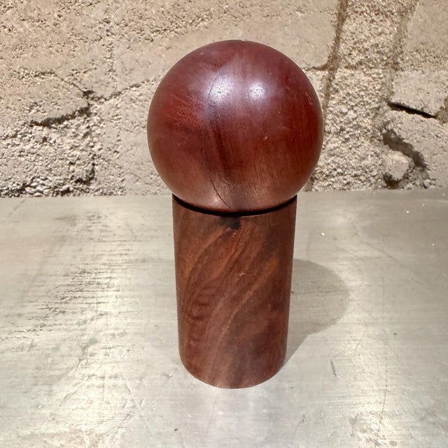 1960s Modern Nesting Salt & Pepper Shaker Rosewood Ball + Cylinder Mid-Century For Sale - Image 11 of 13