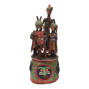 African Tribal Yoruba Beaded Ceremonial Crown Altar Headdress