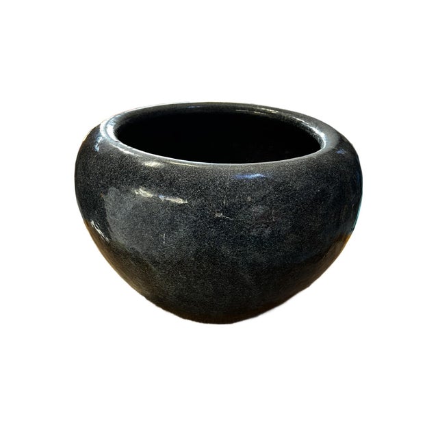 1920s Large Antique Yixing Flambe Glazed Stoneware Pot With Rounded Rim For Sale - Image 5 of 14