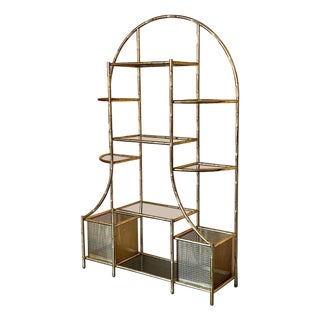 1970s Brass Faux Bamboo Etagere Unit, Hollywood Regency 1980s For Sale