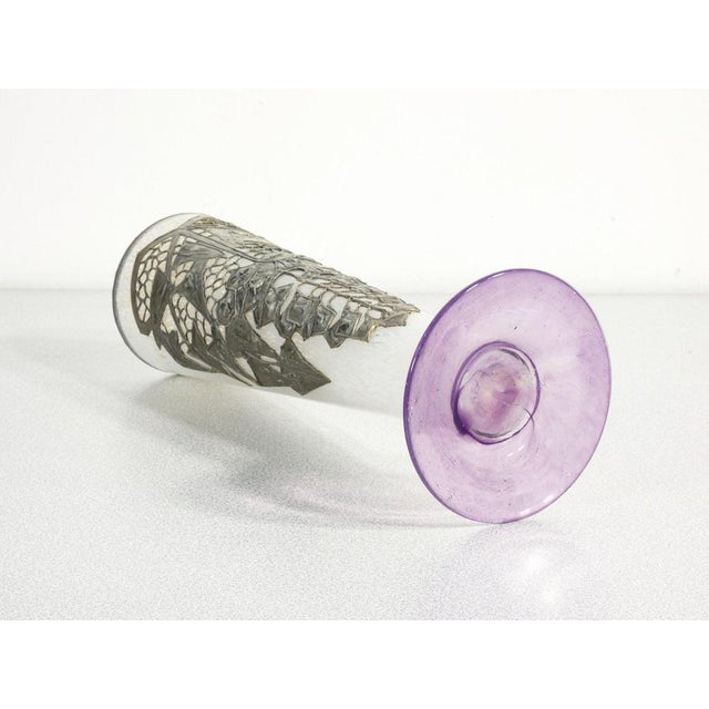 Metal Art Nouveau Blown Glass and Metal Vase, 1910s For Sale - Image 7 of 8