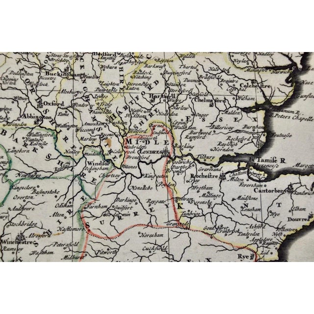 Great Britain, N. France: A Large 17th C. Hand-Colored Map by Sanson and Jaillot, 1693 For Sale - Image 12 of 12