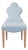 Matthew Izzo Home Light Blue Performance Linen and Cerused Oak Clover Back Dining Chair For Sale