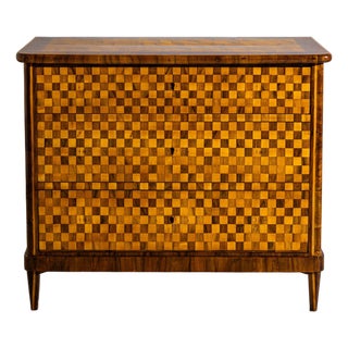 Biedermeier Chest of Drawers With Checkerboard Veneer Pattern, Germany, Circa 1830 For Sale
