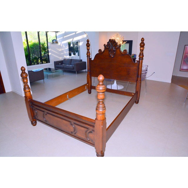 Ralph Lauren Four Poster Carved Wood Queen Size Bed Frame Chairish