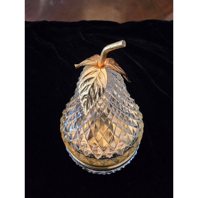 Vintage Mid Century Baccarat Style Pear Jewel Box For Sale - Image 4 of 7