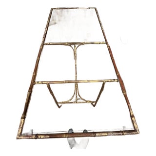 1970s Hollywood Regency Gilded Faux Bamboo Dining Table For Sale