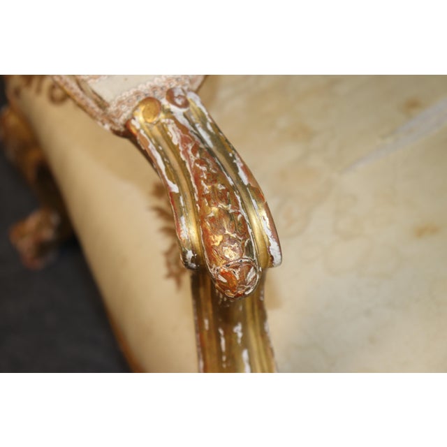 Gold Pair 19th C French Louis XV Style Giltwood Wingback Chairs For Sale - Image 8 of 14