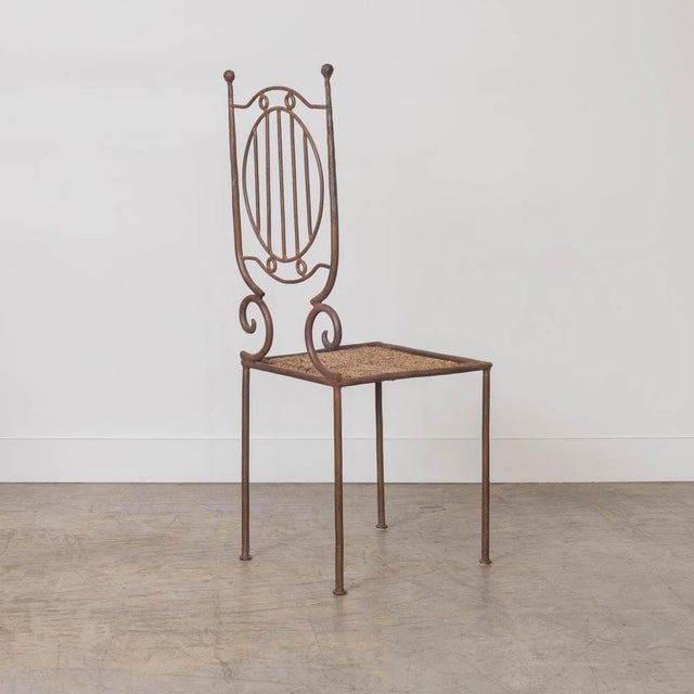 Mid 20th Century French Neoclassical Iron and Woven Accent Chair For Sale In Los Angeles - Image 6 of 11