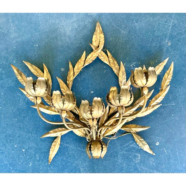 Vintage Regency Laurel Leaf Wall Sconce For Sale - Image 9 of 12