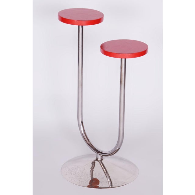 Wood Bauhaus Chrome Flower Stand attributed to Robert Slezak, 1930s For Sale - Image 7 of 9