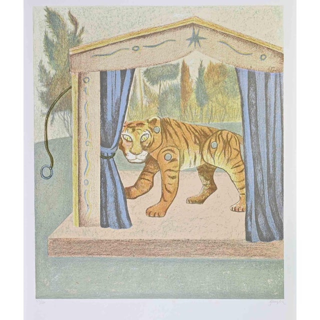 Enrico Benaglia, The Tiger, Lithograph 1990s, Lithograph For Sale