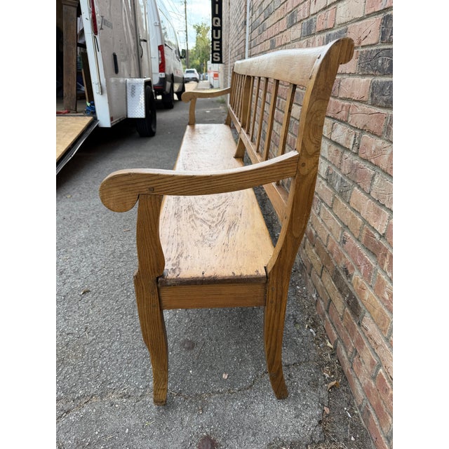 Wood 19th Century English Elmwood Hall Bench For Sale - Image 7 of 7