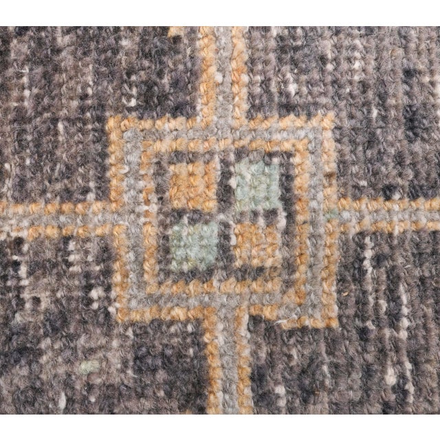 1960s 2'6x11'2 Natural Vintage Geometric Turkish Hand-Knotted Runner Rug For Sale - Image 5 of 9