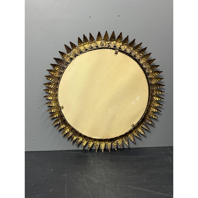 Mid-Century Modern Hollywood Regency Spanish Gilt Metal Sun Mirror, 1950s For Sale - Image 18 of 18