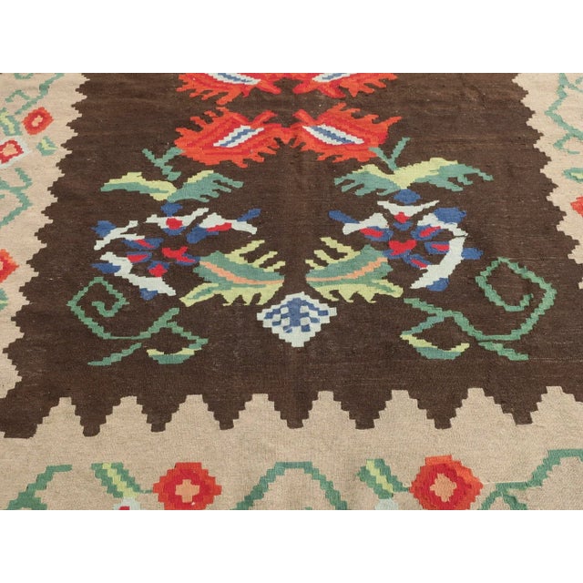 Textile Antique Bessarabian Flatweave Kilim Rug with Angular Decor For Sale - Image 7 of 10