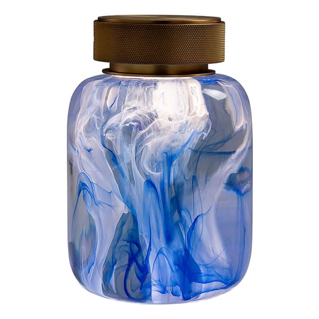 Oceanic Marbled Blue LED Cordless Lamp For Sale