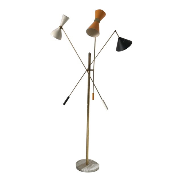 Triennale Angelo Lelli Style Brass and Marble Floor Lamp ...