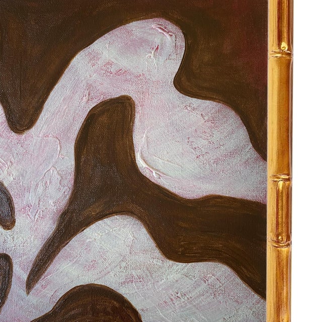 Contemporary Original Framed Acrylic Botanical Painting, Organic Boho Art Floral Wall Art, 13" X 16" by Tatiana Duperault For Sale - Image 3 of 4