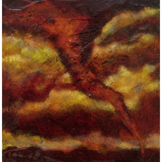 A Murder of Crows by Tammi Otis | Oil on Board Painting of crows against a dramatic sky For Sale