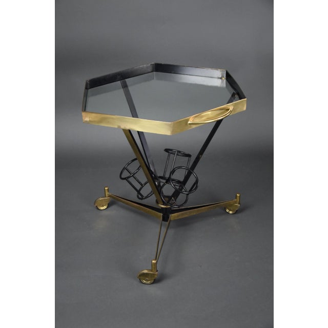 Italian Bar Trolley in Brass and Glass, 1960 For Sale - Image 10 of 10