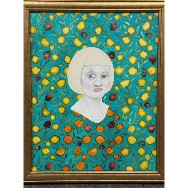 Green Sofia Bonati Lucia Art Nouveau Watercolor, Framed For Sale - Image 8 of 12