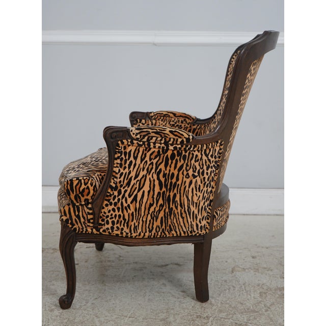 French Pair of Cheetah Print Louis XVI Style Bergere Chairs For Sale - Image 3 of 18