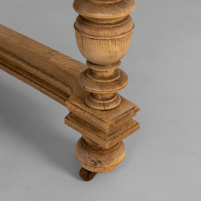 1900s Belgian Renaissance Revival Oak Table on Wheels For Sale - Image 12 of 18