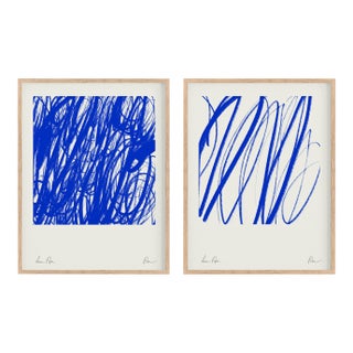 Contemporary Abstract Blue Giclee Prints - Set of Two For Sale