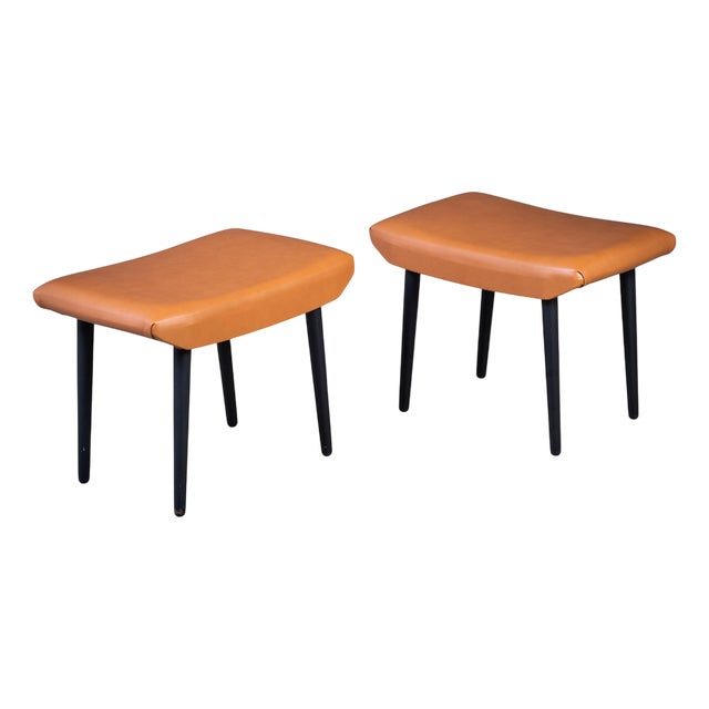 Stools in Cognac Leather from Ølholm Møbelfabrik, 1960s, Set of 2 For Sale