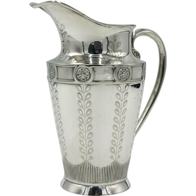 Antique Pitcher Silverplate Embossed French For Sale - Image 12 of 12